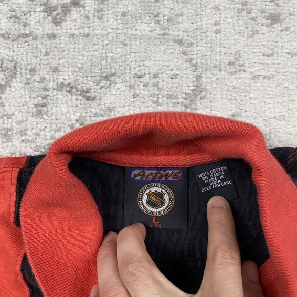 Active NHL Rugby Shirt Embroidered Chicago Blackhawks Polo Striped Size Large - Picture 4 of 5